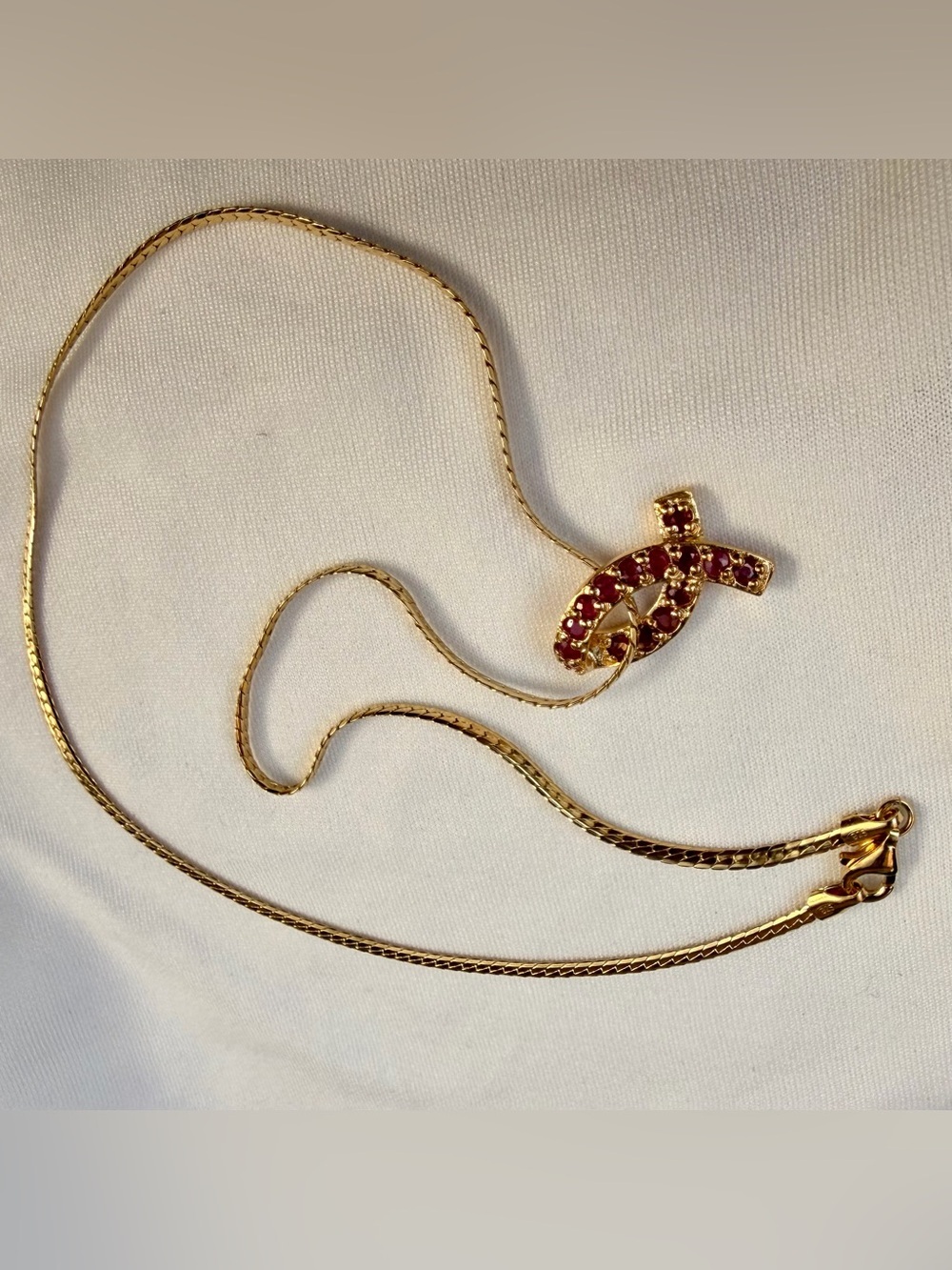 18K Yellow Gold plated 925 Sterling Silver Ruby Necklace
